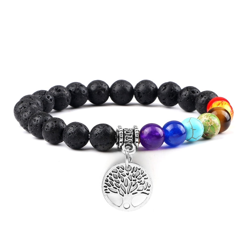 Hot 7 Chakra Life Tree Bracelets Natural Stone Reiki Healing Engry Beads Bangles Women Men Yoga Bracelet Meditation Jewelry Gift