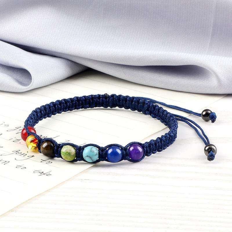 Handmade 7 Chakra Beads Bracelet 6mm Natural Stone String Braided Yoga Reiki Healing Balance Bracelets &amp; Bangles Meditation Gift