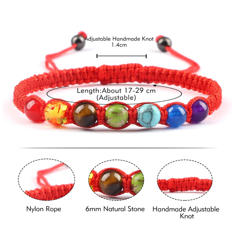 Handmade 7 Chakra Beads Bracelet 6mm Natural Stone String Braided Yoga Reiki Healing Balance Bracelets &amp; Bangles Meditation Gift