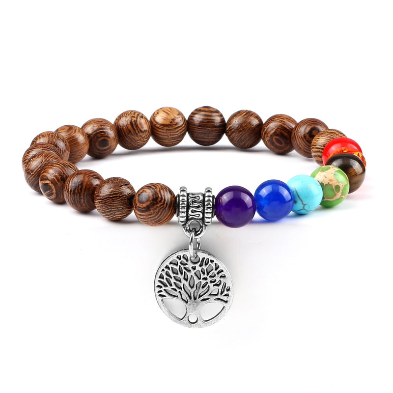 Hot 7 Chakra Life Tree Bracelets Natural Stone Reiki Healing Engry Beads Bangles Women Men Yoga Bracelet Meditation Jewelry Gift