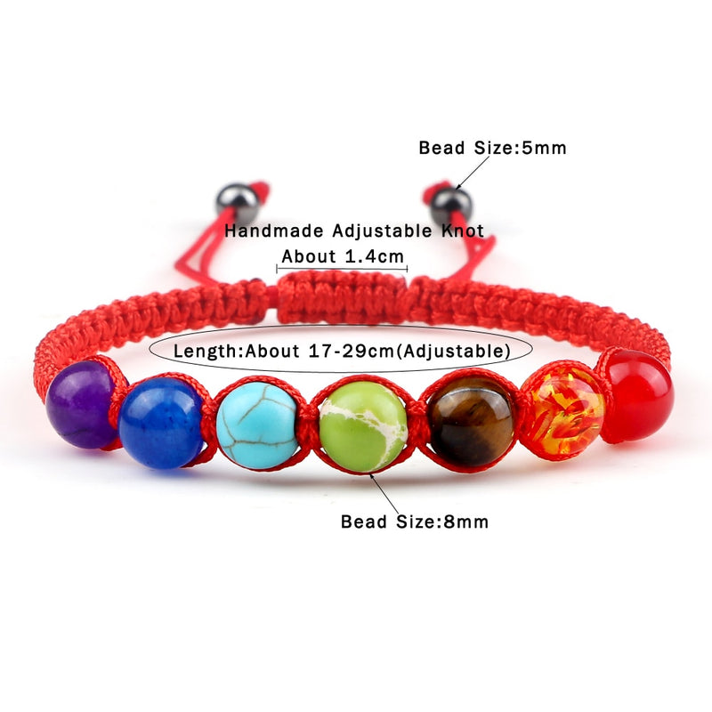 7 Chakra Healing Yoga Reiki Prayer Beaded Bracelet Natural Stones Balance Beads Braided Adjustable Bangle Jewelry Gift For Women