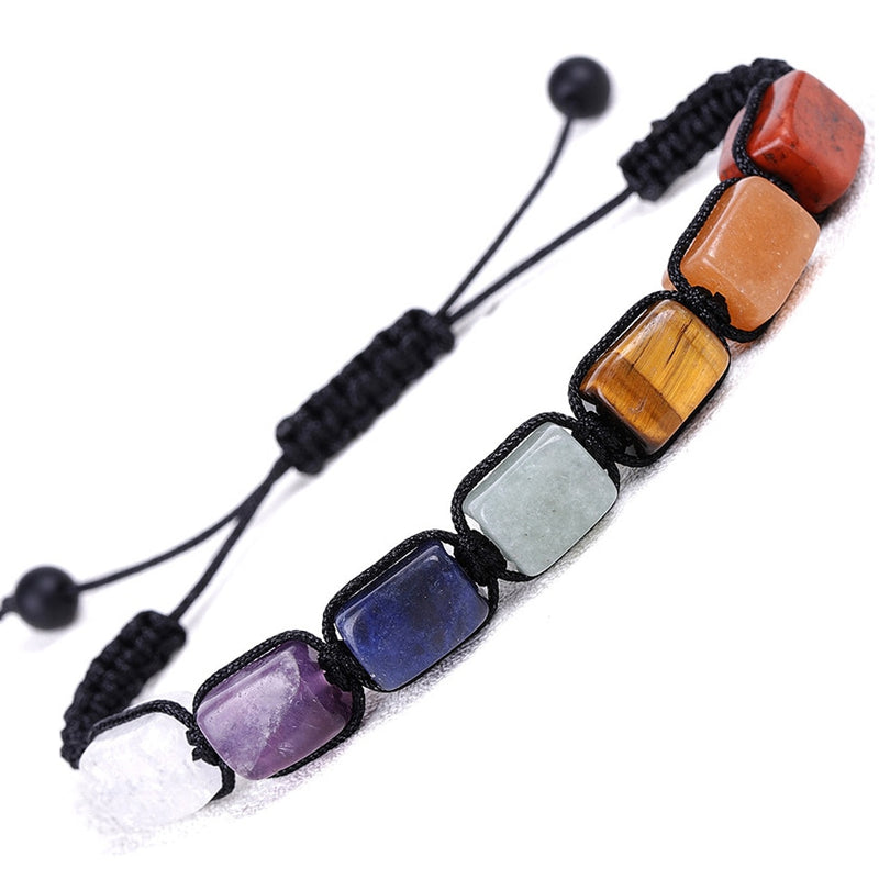 Classic 7 Chakra Beads Bracelet Natural Stone Black Rope Braided Yoga Reiki Healing Balance Bracelets &amp; Bangles Meditation Gift