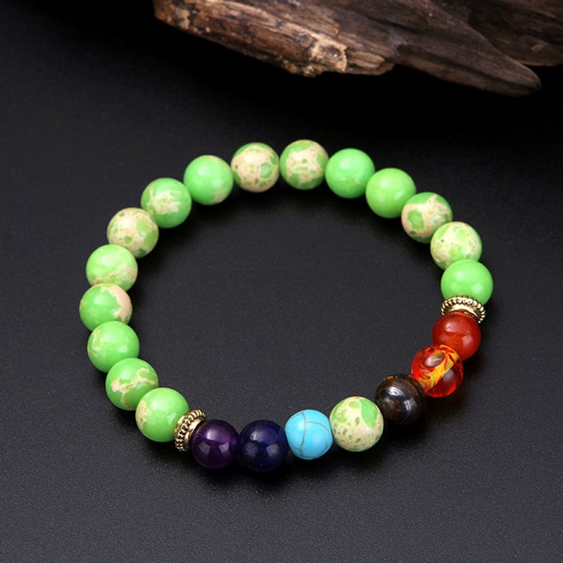 Natural Lava stone beads Healing Balance Chakra charm bracelet 8mm tiger eye bead Tibetan Buddha Prayer Bracelet for women men