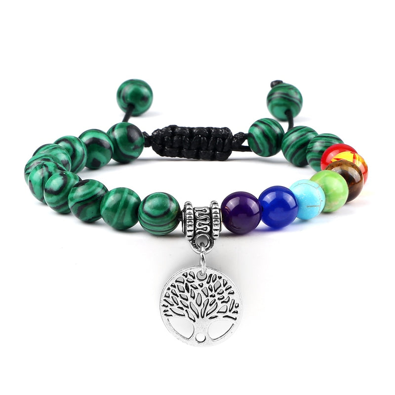 Hot 7 Chakra Life Tree Bracelets Natural Stone Reiki Healing Engry Beads Bangles Women Men Yoga Bracelet Meditation Jewelry Gift