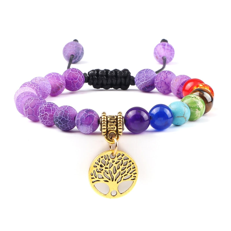 Hot 7 Chakra Life Tree Bracelets Natural Stone Reiki Healing Engry Beads Bangles Women Men Yoga Bracelet Meditation Jewelry Gift