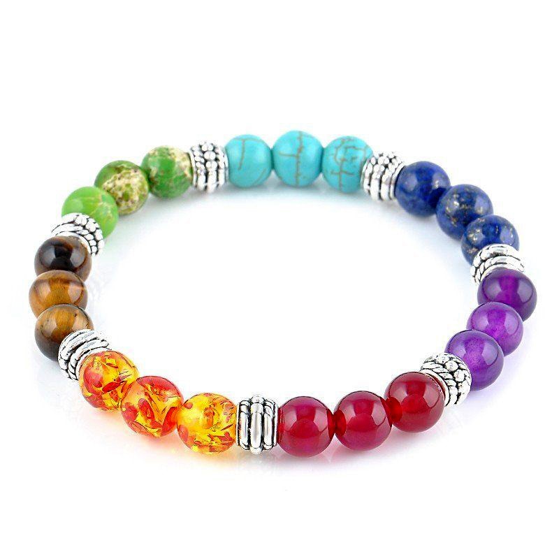 Classic 7 Chakra Beads Bracelet Natural Stone Black Rope Braided Yoga Reiki Healing Balance Bracelets &amp; Bangles Meditation Gift