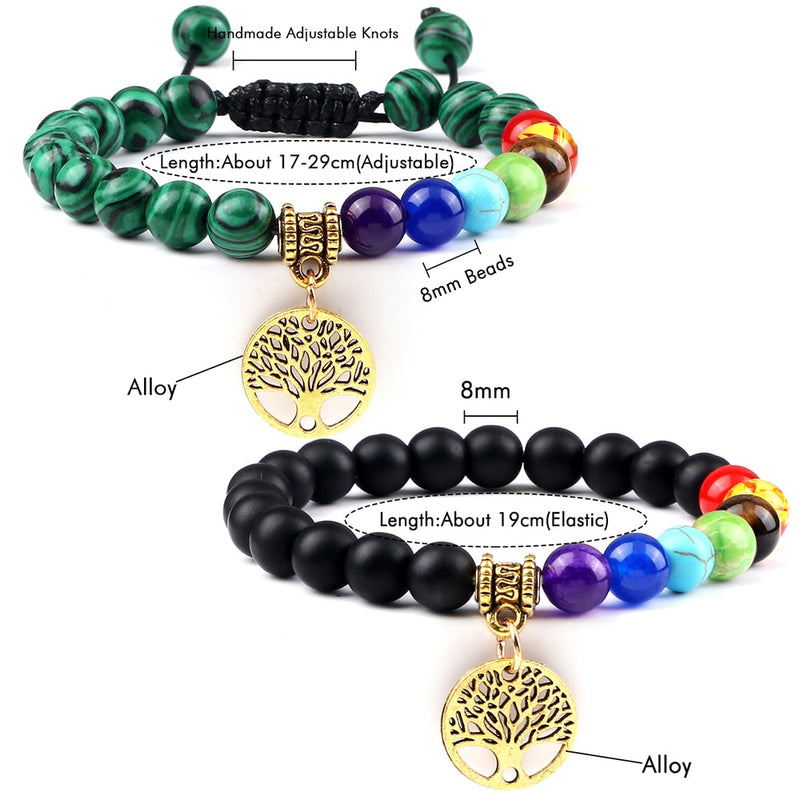 Hot 7 Chakra Life Tree Bracelets Natural Stone Reiki Healing Engry Beads Bangles Women Men Yoga Bracelet Meditation Jewelry Gift