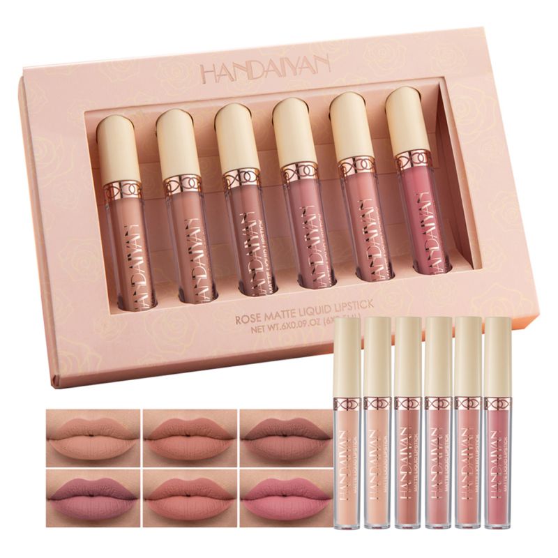 BEAUTY GLAZED 6pcs/Set Liquid Lipstick Lip Gloss Professional Makeup Matte Lipstick Lip Kit Long Lasting Cosmetics Maquiagem