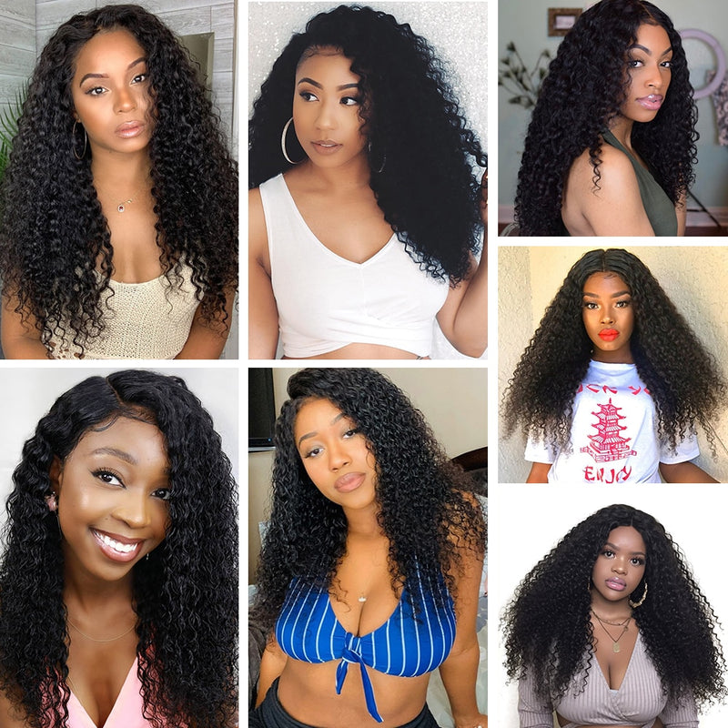 Curly Hair Bundles 1/3/4 PCS Remy Human Hair Brazilian Hair Weave Bundles 8-26 Inch Natural Black Human Hair Extension Longqi