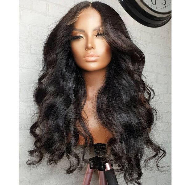 Long Body Wave Synthetic Lace Front Wigs For Women Preplucked Heat Resistant Daily Wear Fiber Glueless180%Density