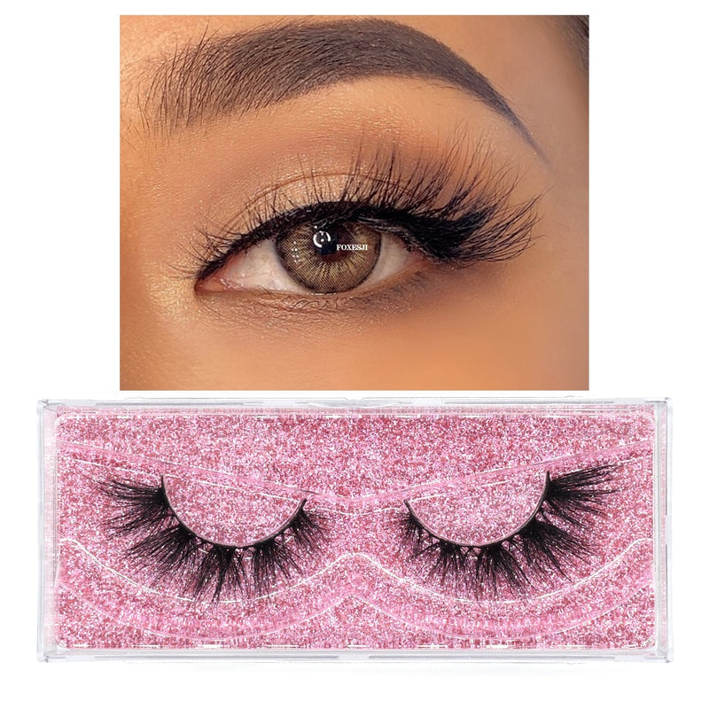 FOXESJI Mink Lashes Eyelashes Fluffy Natural Soft Cross False Eyelashes Eyelash Extension Volume 3D Mink Lashes Eyelashes Makeup