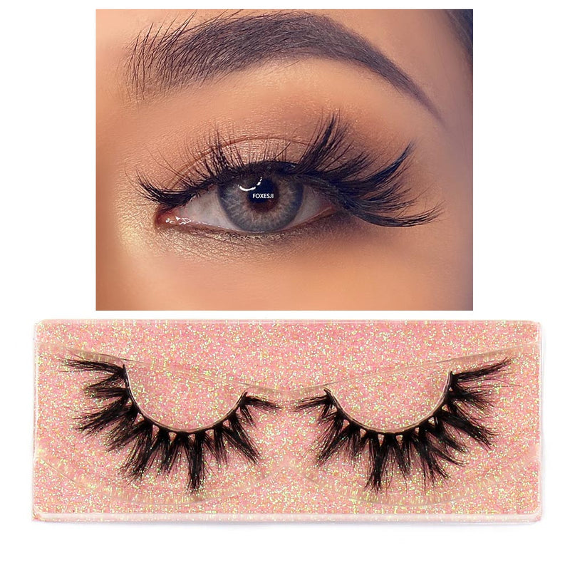 FOXESJI Mink Lashes Eyelashes Fluffy Natural Soft Cross False Eyelashes Eyelash Extension Volume 3D Mink Lashes Eyelashes Makeup