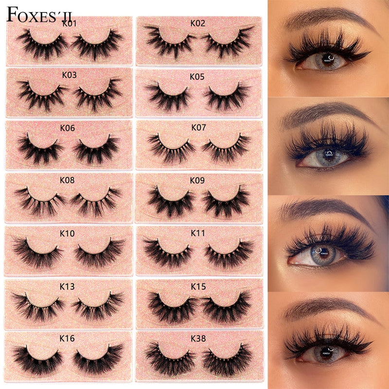 FOXESJI Mink Lashes Eyelashes Fluffy Natural Soft Cross False Eyelashes Eyelash Extension Volume 3D Mink Lashes Eyelashes Makeup