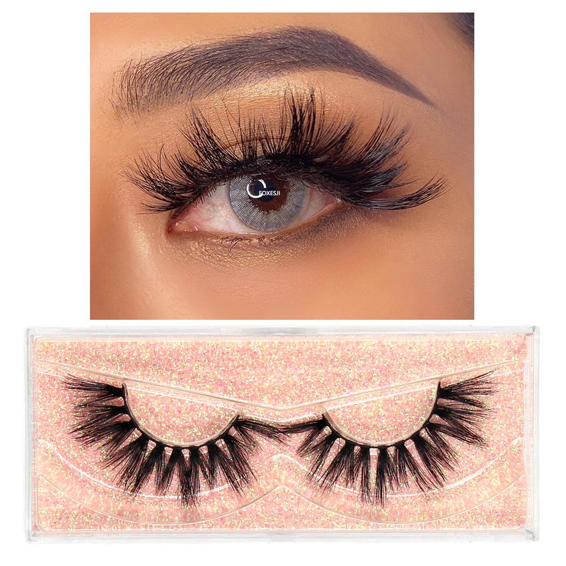 FOXESJI Mink Lashes Eyelashes Fluffy Natural Soft Cross False Eyelashes Eyelash Extension Volume 3D Mink Lashes Eyelashes Makeup