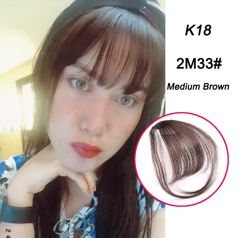 False Synthetic Bangs Hair Extension Fake Fringe Natural Hair Clip on Hairpieces Light Brown HighTemperature Wigs