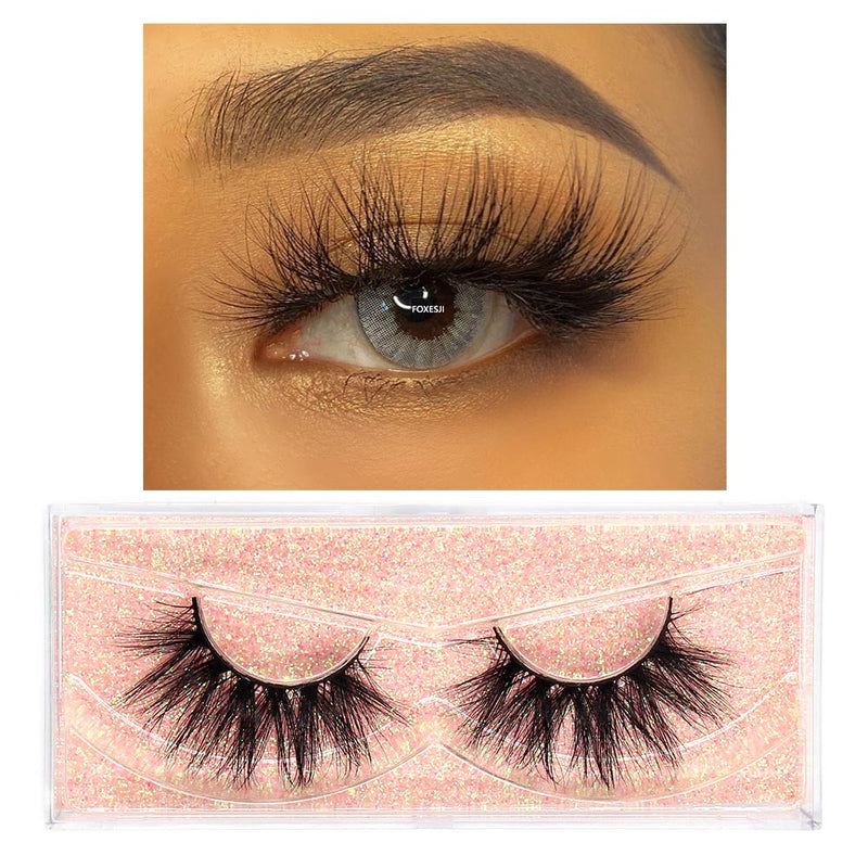 FOXESJI Mink Lashes Eyelashes Fluffy Natural Soft Cross False Eyelashes Eyelash Extension Volume 3D Mink Lashes Eyelashes Makeup