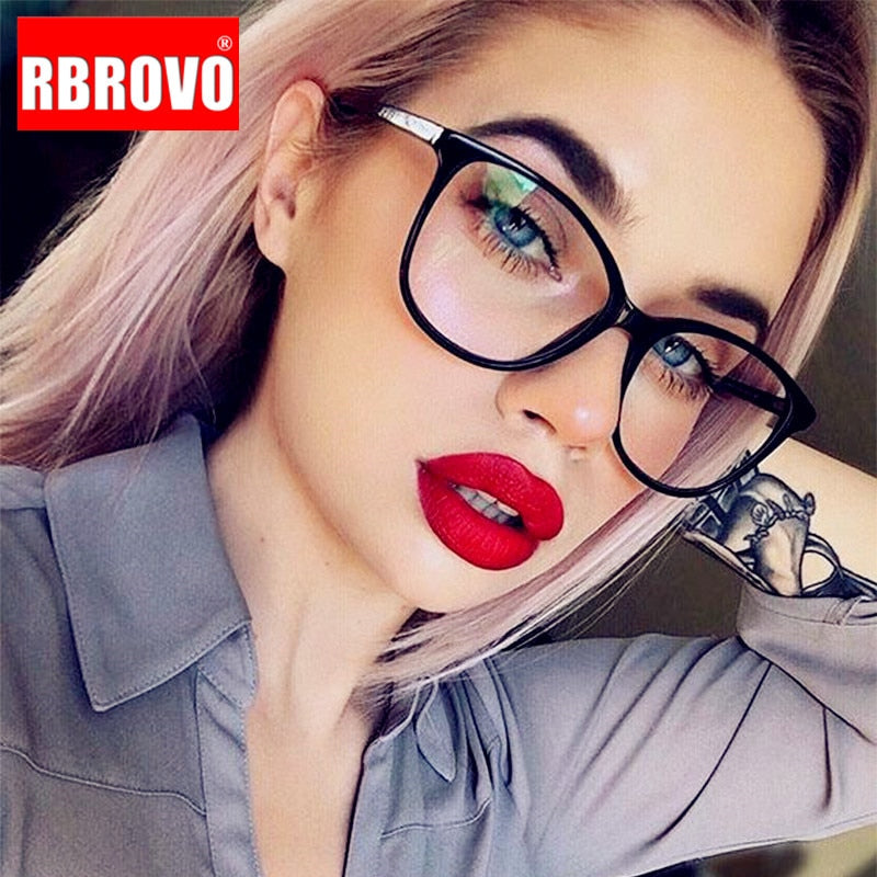 RBROVO 2021 Oversized Cateye Glasses Frame Women Luxury Brand Glasses Women Eye Glasses Frames for Women Lentes De Lectura Mujer