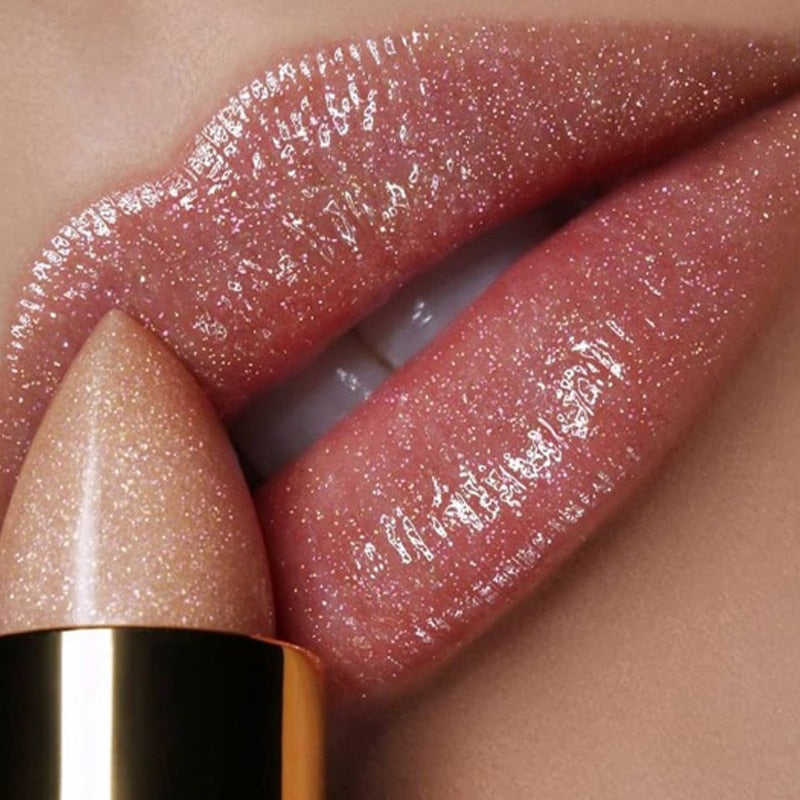 9 Colors Waterproof Nude Pink Glitter Lipstick Makeup Long Lasting Velve Red Mermaid Sexy Shimmer LipSticks Cosmetics Beauty