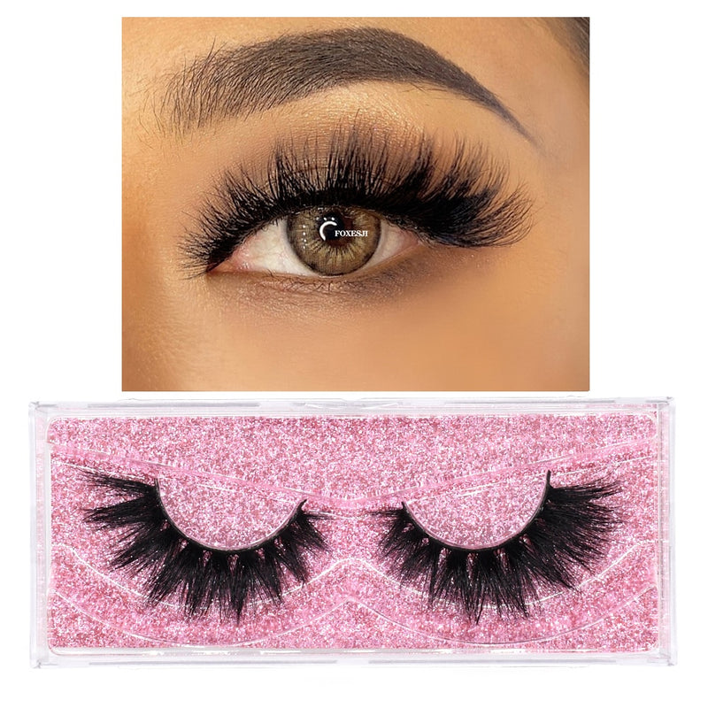 FOXESJI Mink Lashes Eyelashes Fluffy Natural Soft Cross False Eyelashes Eyelash Extension Volume 3D Mink Lashes Eyelashes Makeup