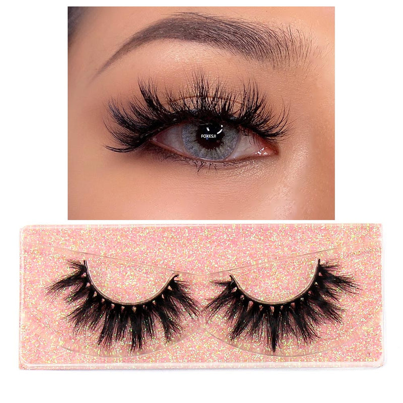 FOXESJI Mink Lashes Eyelashes Fluffy Natural Soft Cross False Eyelashes Eyelash Extension Volume 3D Mink Lashes Eyelashes Makeup