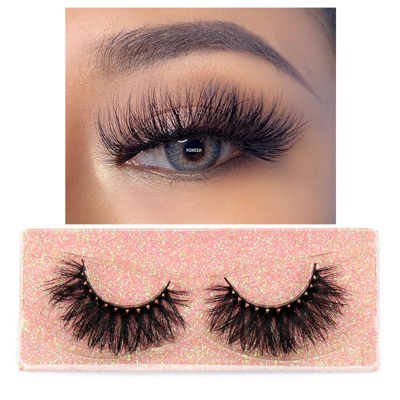 FOXESJI Mink Lashes Eyelashes Fluffy Natural Soft Cross False Eyelashes Eyelash Extension Volume 3D Mink Lashes Eyelashes Makeup