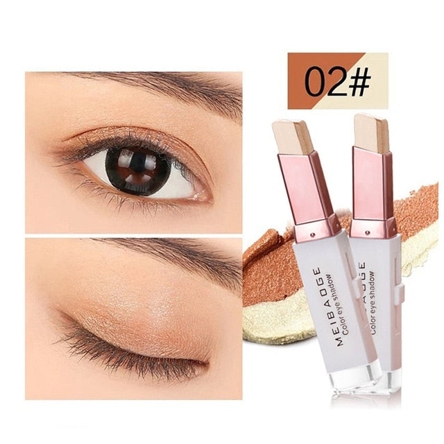 Double Color Glitter Eye shadow Stick Matte Eyeshadow Makeup Waterproof Bicolor Shimmer Cosmetics Beauty Makeup Tool