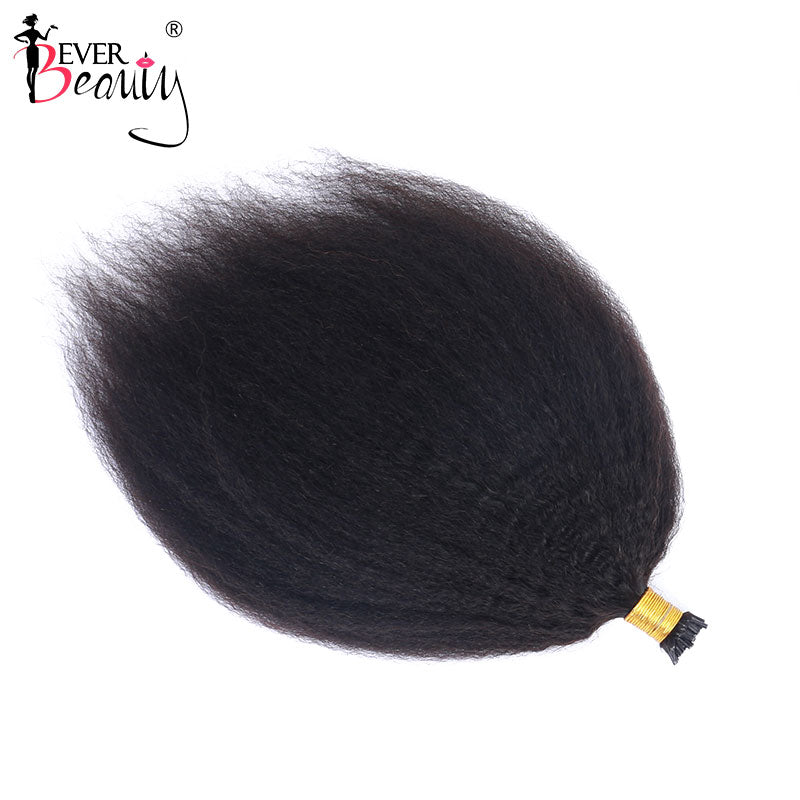 Brazilian Afro Kinky Straight I Tip Microlinks Hair Extensions Human Hair 100% Virgin Hair For Women Yaki Bulk Hair Ever Beauty