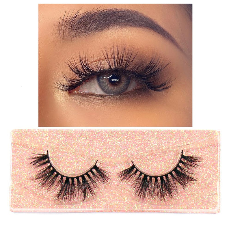 FOXESJI Mink Lashes Eyelashes Fluffy Natural Soft Cross False Eyelashes Eyelash Extension Volume 3D Mink Lashes Eyelashes Makeup