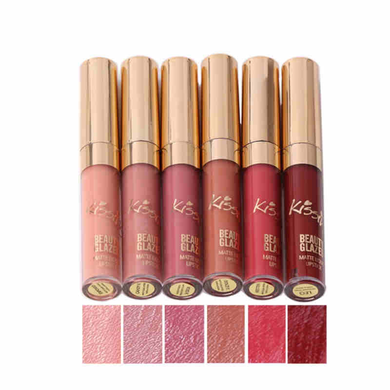 BEAUTY GLAZED 6pcs/Set Liquid Lipstick Lip Gloss Professional Makeup Matte Lipstick Lip Kit Long Lasting Cosmetics Maquiagem