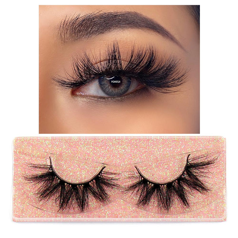 FOXESJI Mink Lashes Eyelashes Fluffy Natural Soft Cross False Eyelashes Eyelash Extension Volume 3D Mink Lashes Eyelashes Makeup