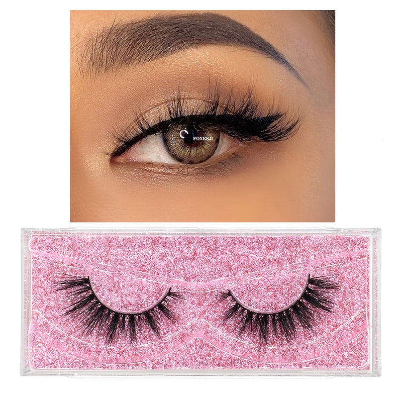 FOXESJI Mink Lashes Eyelashes Fluffy Natural Soft Cross False Eyelashes Eyelash Extension Volume 3D Mink Lashes Eyelashes Makeup