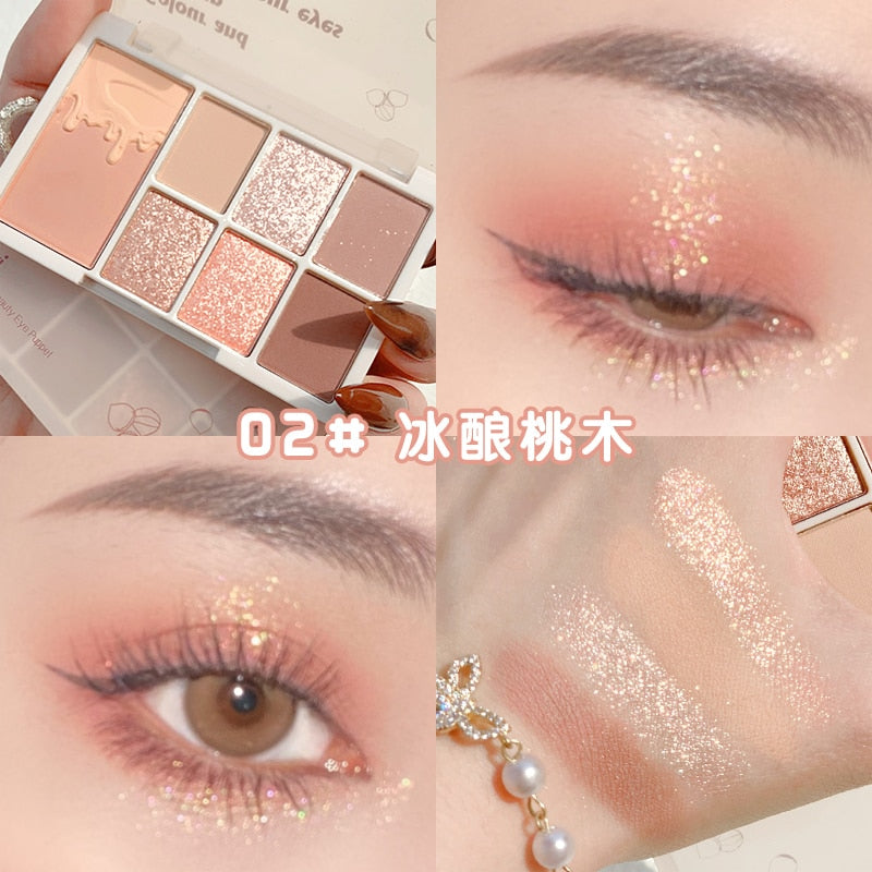 7 Colors Glitter Eye Shadow Palette Matte Pearlescent Chocolate Eyeshadow Pallete Lasting Brighten Eye Makeup Pallete Beauty