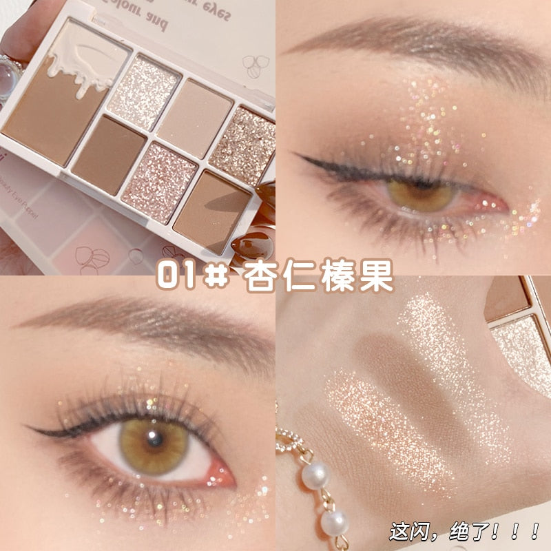 7 Colors Glitter Eye Shadow Palette Matte Pearlescent Chocolate Eyeshadow Pallete Lasting Brighten Eye Makeup Pallete Beauty