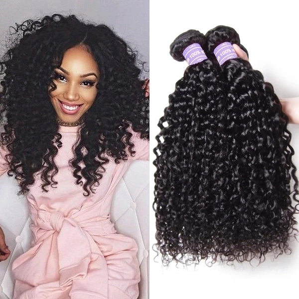 Curly Hair Bundles 1/3/4 PCS Remy Human Hair Brazilian Hair Weave Bundles 8-26 Inch Natural Black Human Hair Extension Longqi