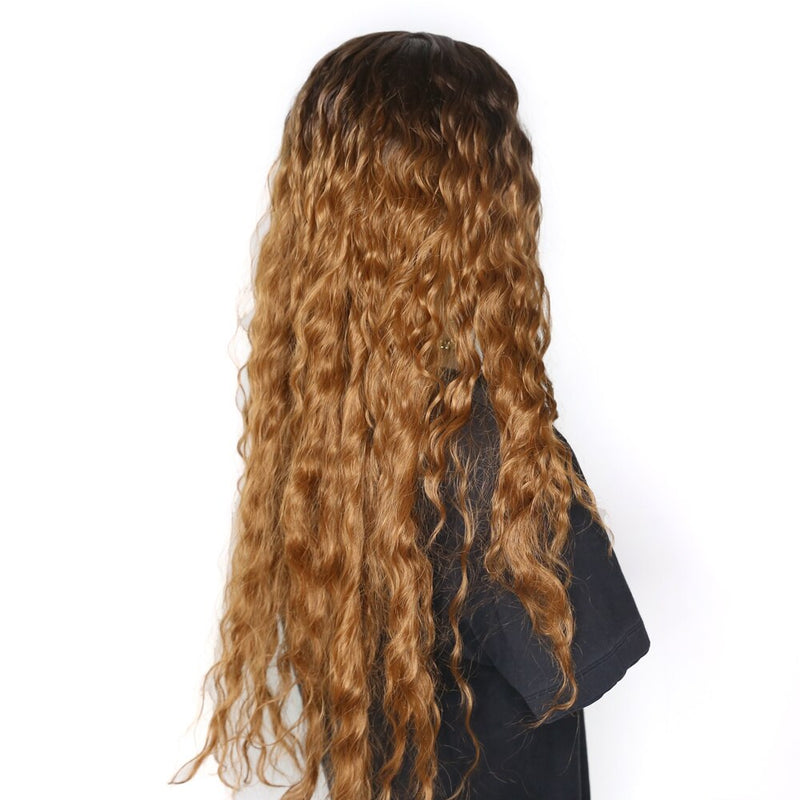 Sivir Synthetic Wigs For Women Lace  Wigs Kinky Curly  Middle Part Ombre Blonde Brown Colors Available 26 Inch Lace