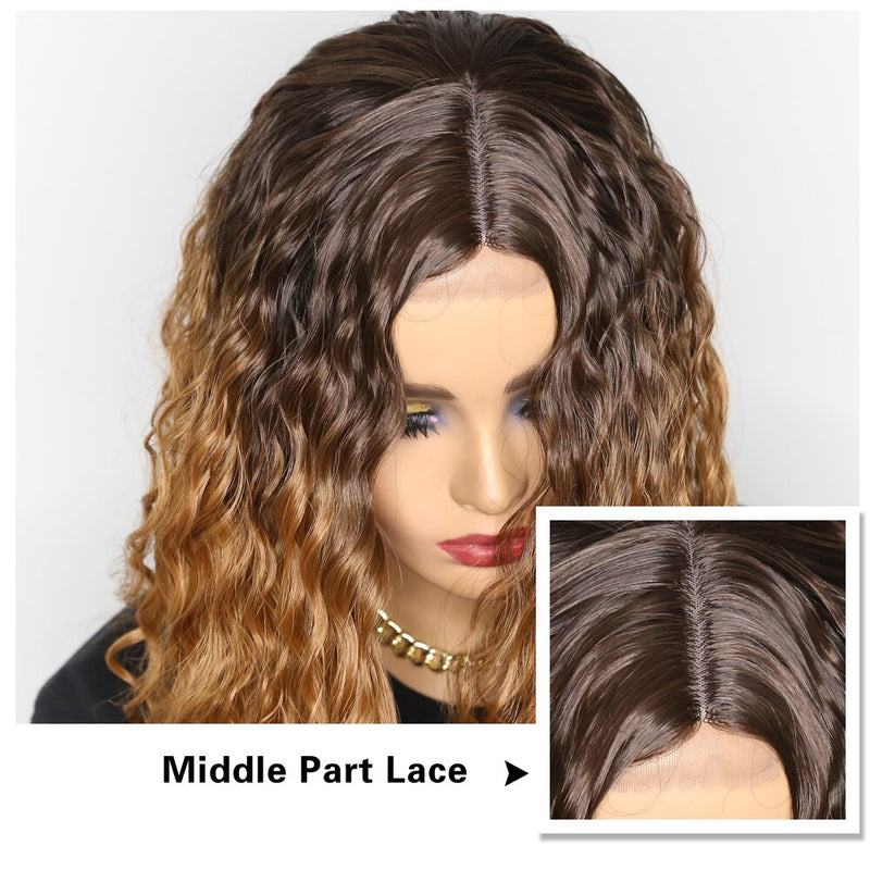 Sivir Synthetic Wigs For Women Lace  Wigs Kinky Curly  Middle Part Ombre Blonde Brown Colors Available 26 Inch Lace